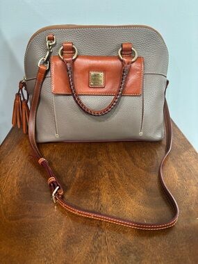 Dooney & Bourke Aubrey Satchel with distinctive pebbled leather in elephant gray